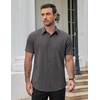 COOFANDY Men’s Short Sleeve Dress Shirts Stretch Wrinkle Free Untucked Casual Button Down Shirt(Dark Grey)
