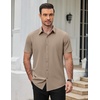 COOFANDY Men’s Short Sleeve Dress Shirts Stretch Wrinkle Free Untucked Casual Button Down Shirt(Khaki)