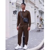 COOFANDY Men’s Tracksuit 2 Piece Long Sleeve Pullover Jogging Track Suit Athletic Casual Sweatsuit(Brown)