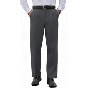 COOFANDY Men’s Classic Fit Dress Pants Expandable Waist Suit Pant Pleated Front Slacks(Dark Grey)