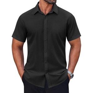COOFANDY Men’s Short Sleeve Dress Shirts Stretch Wrinkle Free Untucked Casual Button Down Shirt(Black)