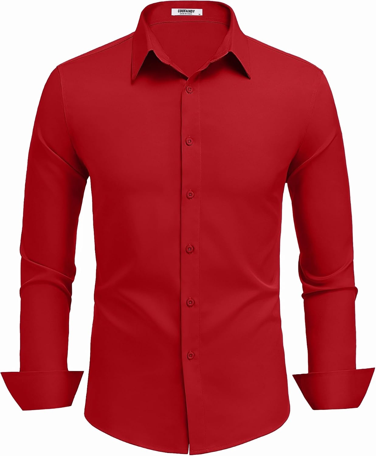 image:imageCOOFANDY Mens Dress Shirts Long Sleeve Button Down Shirts Regular Fit Business Casual ShirtsRed