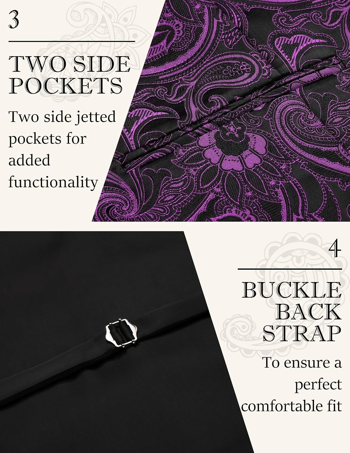 image:imageCOOFANDY Mens Paisley Vests Victorian Steampunk Gothic Suit Vest Slim Fit VNeck Tuxedo WaistcoatPurple