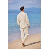 COOFANDY Linen Sets For Men 2 Piece Button Down Shirt Long Sleeve And Casual Beach Drawstring Waist Pants Summer Outfits
