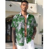 COOFANDY Men Hawaiian Tropical Shirt Button Down Short Sleeve Vintage Floral Shirt Green/White