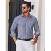 COOFANDY Men’s Long Sleeve Plaid Button Down Cotton Wrinkle Free Dress Shirt(Black Grey Plaid)