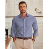 COOFANDY Men’s Long Sleeve Plaid Button Down Cotton Wrinkle Free Dress Shirt(Black Grey Plaid)