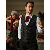 COOFANDY Men’s Paisley Vests Victorian Steampunk Gothic Suit Vest Slim Fit V-Neck Tuxedo Waistcoat(Black)