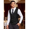 COOFANDY Men’s Paisley Vests Victorian Steampunk Gothic Suit Vest Slim Fit V-Neck Tuxedo Waistcoat(Black)