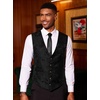 COOFANDY Men’s Paisley Vests Victorian Steampunk Gothic Suit Vest Slim Fit V-Neck Tuxedo Waistcoat(Black)