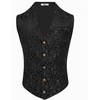 COOFANDY Men’s Paisley Vests Victorian Steampunk Gothic Suit Vest Slim Fit V-Neck Tuxedo Waistcoat(Black Filigree)