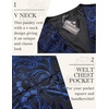COOFANDY Men’s Paisley Vests Victorian Steampunk Gothic Suit Vest Slim Fit V-Neck Tuxedo Waistcoat(Blue)