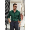 COOFANDY Mens Stretch Dress Shirts Long Sleeve Button Down Shirt Regular Fit Formal Business Shirts(Dark Green)