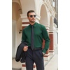 COOFANDY Mens Stretch Dress Shirts Long Sleeve Button Down Shirt Regular Fit Formal Business Shirts(Dark Green)