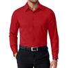 COOFANDY Mens Dress Shirts Long Sleeve Button Down Shirts Regular Fit Business Casual Shirts(Red)