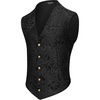 COOFANDY Men’s Paisley Vests Victorian Steampunk Gothic Suit Vest Slim Fit V-Neck Tuxedo Waistcoat(Black)
