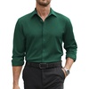 COOFANDY Mens Stretch Dress Shirts Long Sleeve Button Down Shirt Regular Fit Formal Business Shirts(Dark Green)