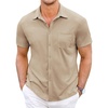 COOFANDY Men’s Wrinkle Free Short Sleeve Shirt Casual Button Down Stretch Dress Shirts Summer Beach Shirt