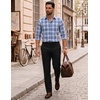 COOFANDY Mens Long Sleeve Button Down Shirts Wrinkle Free Dress Shirts Slim Fit Cotton Plaid Shirt(Black Blue Plaid)