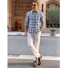 COOFANDY Mens Long Sleeve Button Down Shirts Wrinkle Free Dress Shirts Slim Fit Cotton Plaid Shirt(Black Blue Plaid)