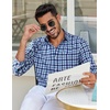 COOFANDY Mens Long Sleeve Button Down Shirts Wrinkle Free Dress Shirts Slim Fit Cotton Plaid Shirt(Blue Gingham)
