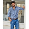 COOFANDY Mens Long Sleeve Button Down Shirts Wrinkle Free Dress Shirts Slim Fit Cotton Plaid Shirt(Blue Gingham)