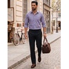 COOFANDY Mens Long Sleeve Button Down Shirts Wrinkle Free Dress Shirts Slim Fit Cotton Plaid Shirt(Blue Orange Plaid)