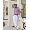 COOFANDY Mens Long Sleeve Button Down Shirts Wrinkle Free Dress Shirts Slim Fit Cotton Plaid Shirt(Blue Red Gingham)