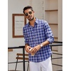 COOFANDY Mens Long Sleeve Button Down Shirts Wrinkle Free Dress Shirts Slim Fit Cotton Plaid Shirt(Blue White Plaid)
