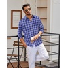 COOFANDY Mens Long Sleeve Button Down Shirts Wrinkle Free Dress Shirts Slim Fit Cotton Plaid Shirt(Blue White Plaid)