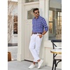 COOFANDY Mens Long Sleeve Button Down Shirts Wrinkle Free Dress Shirts Slim Fit Cotton Plaid Shirt(Blue White Plaid)