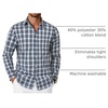 COOFANDY Mens Long Sleeve Button Down Shirts Wrinkle Free Dress Shirts Slim Fit Cotton Plaid Shirt(Dark Green Plaid)