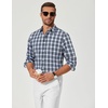 COOFANDY Mens Long Sleeve Button Down Shirts Wrinkle Free Dress Shirts Slim Fit Cotton Plaid Shirt(Dark Green Plaid)