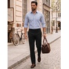 COOFANDY Mens Long Sleeve Button Down Shirts Wrinkle Free Dress Shirts Slim Fit Cotton Plaid Shirt(Grey Plaid)