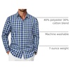 COOFANDY Mens Long Sleeve Button Down Shirts Wrinkle Free Dress Shirts Slim Fit Cotton Plaid Shirt(Navy Blue Green Plaid)