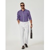 COOFANDY Mens Long Sleeve Button Down Shirts Wrinkle Free Dress Shirts Slim Fit Cotton Plaid Shirt(Navy Blue Red Plaid)