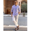 COOFANDY Mens Long Sleeve Button Down Shirts Wrinkle Free Dress Shirts Slim Fit Cotton Plaid Shirt(Purple Blue Gingham)