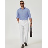 COOFANDY Mens Long Sleeve Button Down Shirts Wrinkle Free Dress Shirts Slim Fit Cotton Plaid Shirt(Sky Blue Gingham)