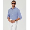 COOFANDY Mens Long Sleeve Button Down Shirts Wrinkle Free Dress Shirts Slim Fit Cotton Plaid Shirt(Sky Blue Gingham)