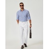 COOFANDY Mens Long Sleeve Button Down Shirts Wrinkle Free Dress Shirts Slim Fit Cotton Plaid Shirt(White Blue Plaid)