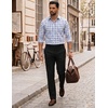 COOFANDY Mens Long Sleeve Button Down Shirts Wrinkle Free Dress Shirts Slim Fit Cotton Plaid Shirt(White Yellow Plaid)