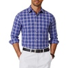 COOFANDY Mens Long Sleeve Button Down Shirts Wrinkle Free Dress Shirts Slim Fit Cotton Plaid Shirt(Blue White Plaid)
