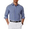 COOFANDY Mens Long Sleeve Button Down Shirts Wrinkle Free Dress Shirts Slim Fit Cotton Plaid Shirt(Navy Blue Green Plaid)