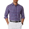COOFANDY Mens Long Sleeve Button Down Shirts Wrinkle Free Dress Shirts Slim Fit Cotton Plaid Shirt(Navy Blue Red Plaid)