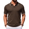 COOFANDY Mens Polo Shirts Short Sleeve Casual Knit Polo Shirt Vintage Golf T Shirts Old Money Tops(Chestnut Brown)
