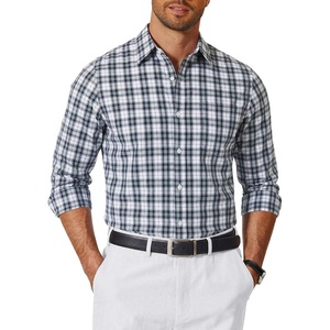 COOFANDY Mens Long Sleeve Button Down Shirts Wrinkle Free Dress Shirts Slim Fit Cotton Plaid Shirt(Dark Green Plaid)