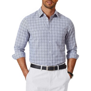 COOFANDY Mens Long Sleeve Button Down Shirts Wrinkle Free Dress Shirts Slim Fit Cotton Plaid Shirt(Grey Plaid)