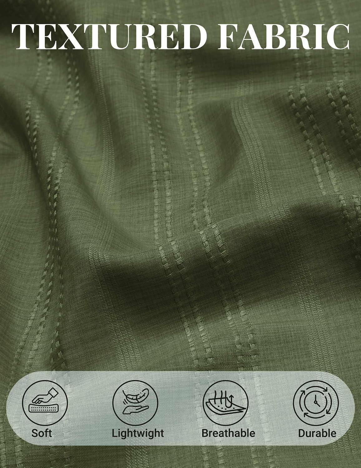 image:imageCOOFANDY Mens Casual Button Down Shirts Short Sleeve Summer Beach Textured ShirtsArmy Green
