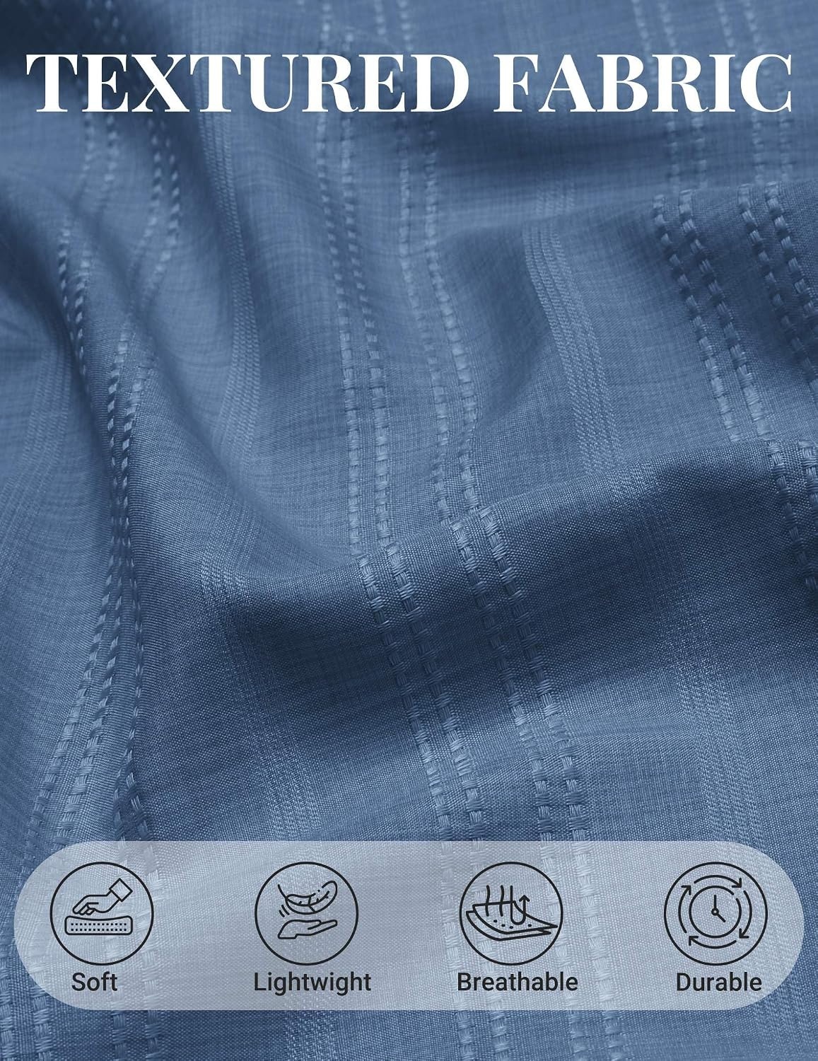 image:imageCOOFANDY Mens Casual Button Down Shirts Short Sleeve Summer Beach Textured ShirtsGray Blue