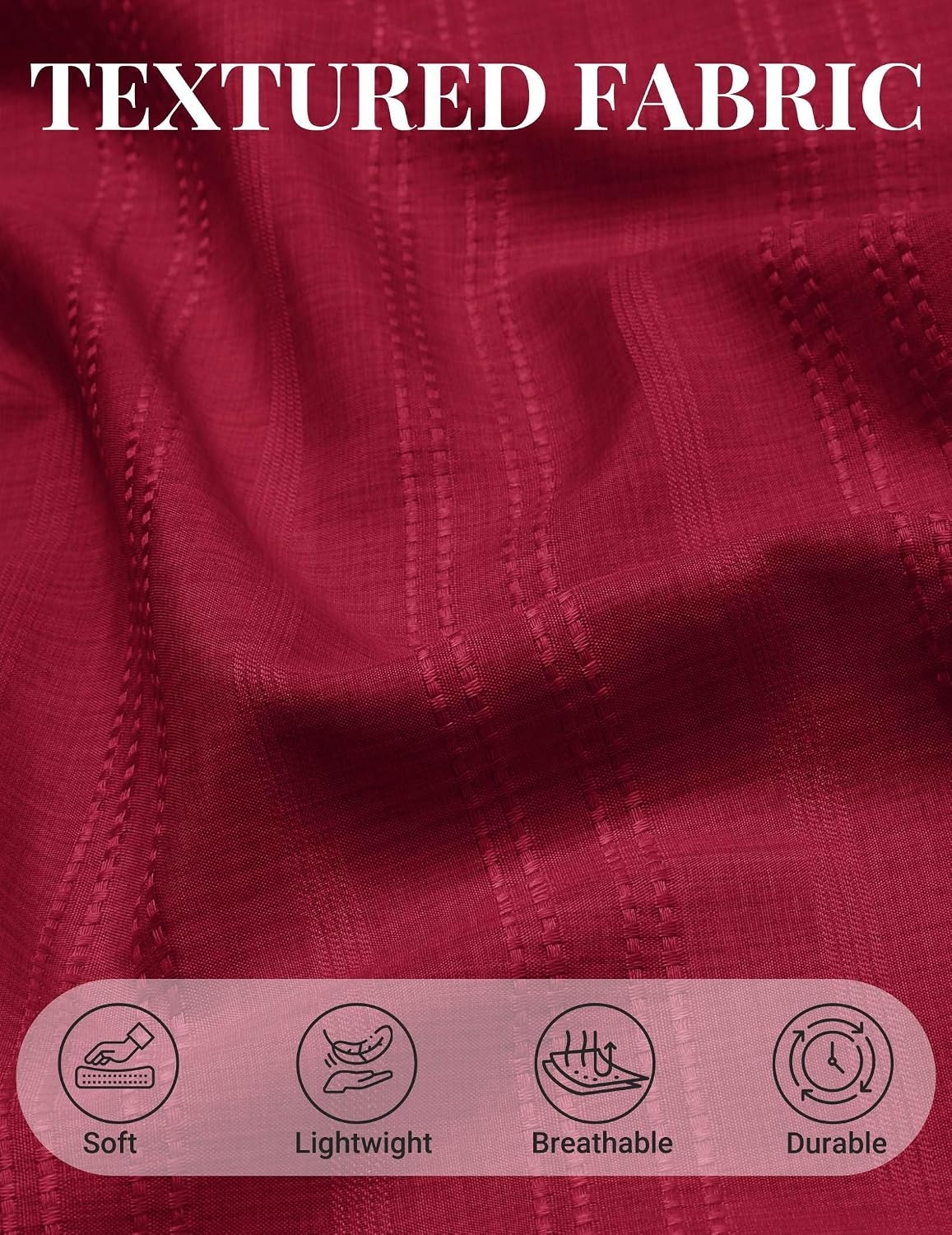 image:imageCOOFANDY Mens Casual Button Down Shirts Short Sleeve Summer Beach Textured ShirtsWine Red
